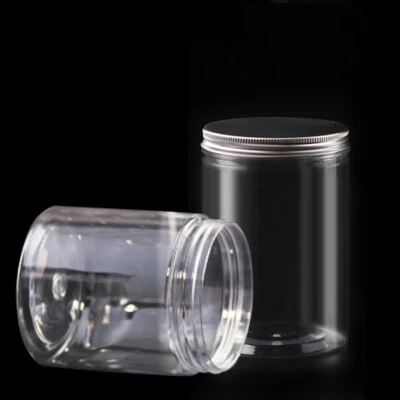 17oz/ 500ml Round Plastic Jars with Silver Aluminum Screw Top Lid, 2Pcs