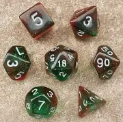 Sirius Dice Set Polyhedral: 7 Lotus Glowworm + 1 Bonus D20 Glow In The Dark NEW