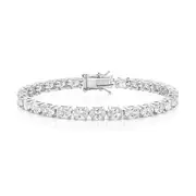 Silver Cz Oval Tennis Bracelet in Clear