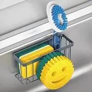 Sponge Holder Smiley Face, Sink Caddy for kitchen Sink, Sink Organizer Sponge Holder with 2 PCS Suction Cups/1 PCS Adhesive Strips, Designed for Sponge, Soap, Dish brush, Scrubber-Gary