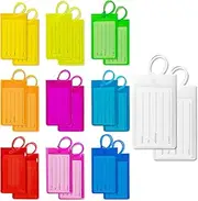 Binxus 20 PCS Neon Luggage Tags, PVC Silicone Luggage Tag for Suitcases Travel Name Tags ID Identification Labels for Luggage (Multicolor)