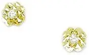 [JewelryWeb] 14k Yellow Gold CZ Simulated Diamond Flower Shape Screw Back Earrings 5x5mm Stud Earring for Women