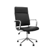 Clinton Office Chair Mobile Task Chair High Back with arms Black PU leather