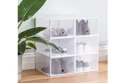 6 Shoe Boxes Organizer, Storage Box For Display Sneakers, Stackable Fit up to US Size 13