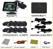 8 Parking Sensor Parktronic Car Automobile Reversing Backup Radar Electronics Rear Auto Detector Backing Assistance Kit Buzzer Black