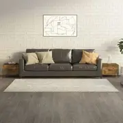 Coffee Tables with Metal Legs 2 pcs Smoked Oak 50x50x40 cm