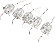GANAZONO 5 Pcs Stainless Steel Bait Cage Fishing Bait Cage Fishing Tackle Boxes Feeder Inline Sea Fishing Tackle Keep Trap Bait Holder Fishing Baits Bait Cage Fishing Lure Carp Fishing Red