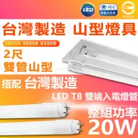 在飛比找momo購物網優惠-【台灣CNS認證 台灣製造】單入 LED山型燈具 雙管 2尺