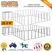 Large Outdoor Dog Kennel 20.57 m² Steel Pet Enclosure Cage Lockable Safety Latch
