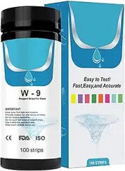 Test Strips for Pool Water | 9 in 1 Ph Test Strips Pool | 100 Strips Swimming Pool Test Strips for Total Alkalinity, Ph, Chlorine, Cyanuric Acid-Pool Spa Water Test