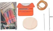 ANKROYU Mini Weaving Loom Machine Kit With 10 Hooks 6.5cm Wooden Board For Hand Craft DIY Projects Kids Adults Art Crafting Stainless Steel Tools Rubber Bands Included (Stainless Steel Style) (Orange) (Orange Triangle)