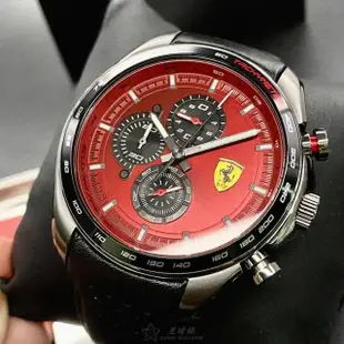 【Ferrari 法拉利】FERRARI手錶型號FE00060(紅色錶面槍灰色錶殼深黑色真皮皮革錶帶款)