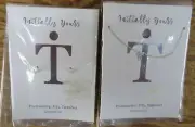 Set of New Initially Yours Earrings and Necklace Letter "T" Silver