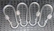 4x 100mm Locking Carabiner Clip Heavy Duty Spring Snap Hook With Nut Lock Buckle