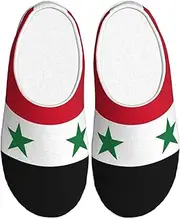 [EdWal] Flag of the Syrian Arab Republic print Winter Warm Slippers Indoor Anti-skid Plush Slippers Relaxing at Home for Women Men
