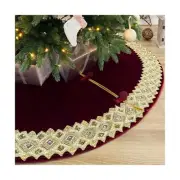 72-Inch Venetian Gilded Christmas Tree Skirt with Jeweled Gold Band and Butto...