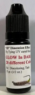 15 gr. Fly Tying UV cured Glow in the Dark resin, 20 colors, Hard