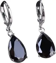 Earring Hoop,Nose Lip Rings,Stud Earrings,Womens Earrings, Women New Jewelry Crystal Water Drop Hoop Dangle Earrings Jewellery (Color : Black, Size : One Size)