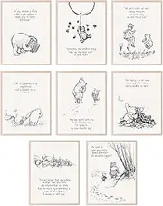 BigWig Prints Winnie the Pooh Wall Art - Winnie The Pooh Poster For Nursery, Friendship Quotes Wall Art, Classic Vintage Quotes, Inspirational Sayings, Nursey Decor -Unframed 8 Pack (8x10)