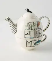 New Anthropologie Animal Forest Decaled Stoneware Baloo Florence Teapot Cup Set
