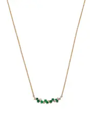 Bloomingdale's Fine Collection Emerald & Diamond Curved Bar Necklace in 14K Yellow Gold