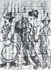 MARC CHAGALL The Wandering Musicians 12.5" x 9.5" Lithograph 1957 Modernism Blac