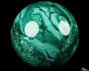 Gemstone 2.1" Malachite Carved Crystal Sphere, Realistic
