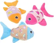 PENIKOKO 3pcs Plush Fish for Cats Interactive Teaser with Sound Paper and Adorable Pet Play Kit for Mental Stimulation and Scratch Prevention Random Color
