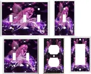 PURPLE BUTTERFLY FAIRY IMAGE HOME DECOR LIGHT SWITCH COVER PLATE U PICK SIZE