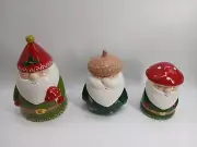(Set Of 3) Gnome Canisters Ceramic World Market (New)