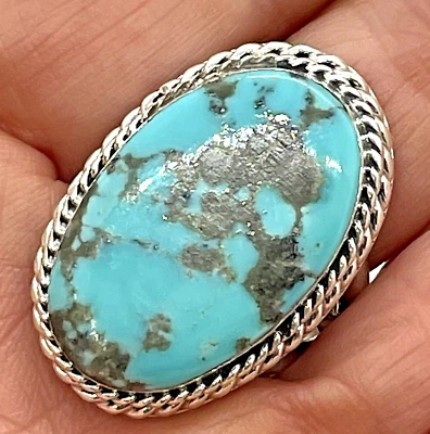 Navajo Turquoise Men's Ring Sz 12.5 Sterling By Andrew Vandever 17.6 Native