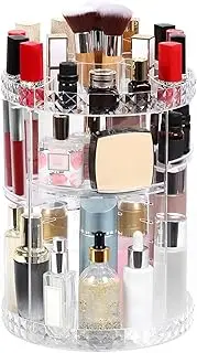 Rotating Makeup Organizer, makeup stand with 3 Tiers Compartment 360 Degree small Rotating Makeup Organizer, Large Capacity Cosmetic Storage Display Box Clear (transparent)