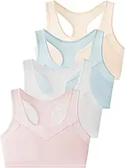 [SALIA GIRL] Early Training Bras Small Vest Design Wireless Bra Racerback Sports Bra 8-16 Years（4 Pack） 8858
