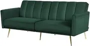 Artiss 3-Seater Sofa Bed Convertible Couch, Velvet Adjustable Armrests Recliner Lounge Chair - 3 Backrest Postions Suitable for Living Room, Bedroom, Office, Guest Room, Easy Assembly, Green
