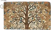[RTFGHJS] Chinese Style Mandarin Ducks Coin Purse Canvas Wallet Cute Change Purse Small Storage Bag with Zipper, Tree of Life, One size, Flowers and Animals