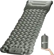 Realtopdo Camping Sleeping Mat, Self-Inflating, Ultralight Sleeping Mat, Inflatable Sleeping Mat, Air Mattress, Camping Mattress with Foot Pump and Cushion, Small Packing Size Camping Mat for Outdoor