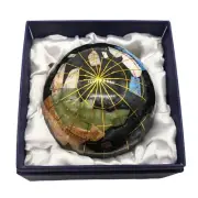 unique art 3-inch Black Pearl Swirl ocean gemstone world globe paperweight