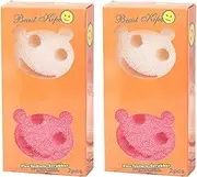 JZS Non-Scratch Scrub Sponges, Sponges for Cleaning Kitchen, Bathroom,Non-Scratch Sponges Safe for Non-Stick Cookware,with FlexTexture Firm and Soft Design,Dishwashing Safe,4 Pack,Pink and Beige