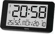 Hama Cuba Digital Wall Clock, Radio-Controlled Clock with Thermometer/Hygromet