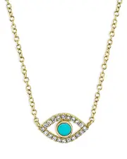 Moon & Meadow 14K Yellow Gold Turquoise & Diamond Eye Pendant Necklace, 18 - Exclusive