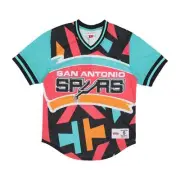 Mens Mitchell & Ness NBA JUMBOTRON 3.0 MESH V-NECK SPURS