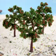 10Pcs Plastic Red Fruit Model Trees 110Mm Railway Street Scenery Train Layout La