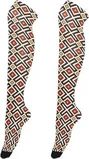 [Caihoyu] Women'S Socks Fashion Crazy Tube Socks Long Stockings Thigh Highs Cosplay Socks for Daily Wear, Cosplay Christmas Seamless Pattern, Christmas Seamless Pattern