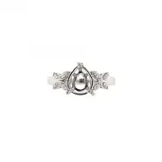 Ring Semi-Mount Pear 9x7mm In 14k White Gold With Diamond Accents (50256)