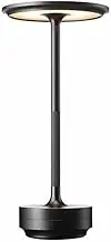 Cordless Table Lamp, 3 Color Stepless Dimming Rechargeable Desk Lamp, Night Light Modern Hotel Restaurant Dining Lights (Black)