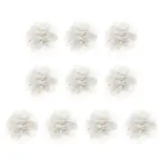 10Pcs 2.8" Chiffon Flowers Fabric Flower Sewing Fabric Appliques White