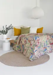 Kantha Quilt Indian Quilt Block Print Quilt Bedspread Bohemian Boho Cotton Throw Quilt Handmade Blanket Doona King Size 061