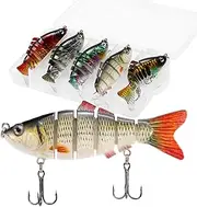 5-Piece Hard Fishing Lures with Treble Hooks, 10cm 20g, Includes Plastic Tackle Box for Anglers