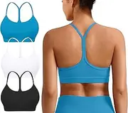 [MIRITY] Padded Y-Back Sports Bra for Women - Racerback Low Impact Spaghetti Strap for Yoga Workout Top, Color 4, Small