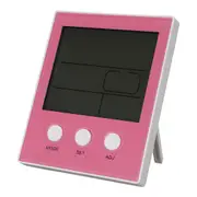 Ch-904 Digital Thermometer Hygrometer Temperature Humidity Tester Led Backlight Time Date Calendar Alarm Clock Display Indoor Pink